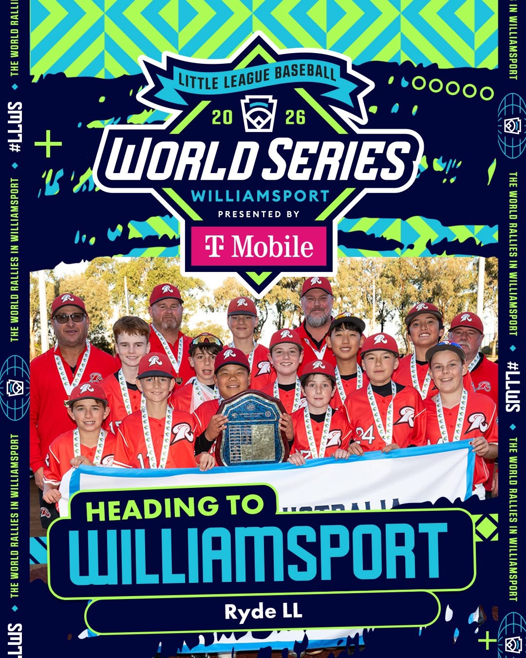 Ryde Little League team celebrating qualification for Williamsport